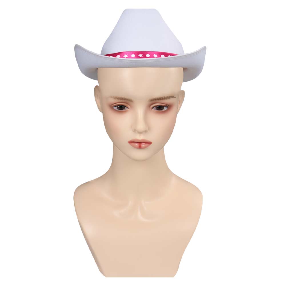 Kids Children Movie Barbie 2023 Margot Robbie Barbie White Western Cowboy Hat Cosplay Cap Accessories