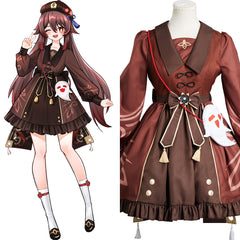 Game Genshin Impact Hutao Cosplay Costume Lolita Dress Outfits Halloween Carnival Suit-Coshduk