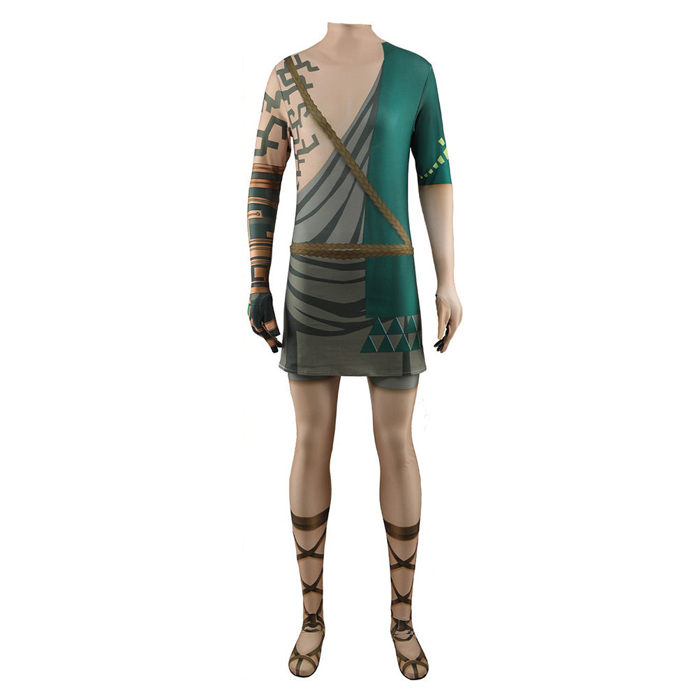 Game The Legend Of Zelda Link Green Printed Bodysuit ​Outfits Cosplay Costume Suit