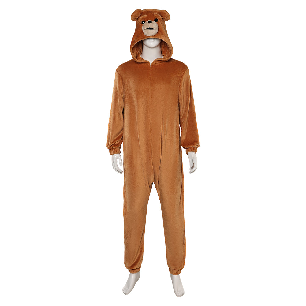 Brown Ted Bear Cute Pajamas Sleepwear Cosplay Costume Outfits Halloween Carnival Suit