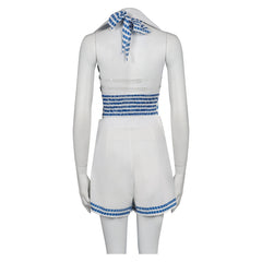 Movie Barbie 2023 Blue Striped Beach Set Outfits Cosplay Costume Suit