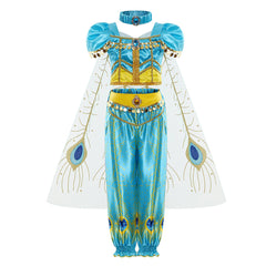 Kids Girls Movie Aladdin Princess Jasmine Cosplay Costume Outfits Halloween Carnival Suit