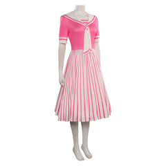 Movie Barbie 2023 Skipper Pink Stripe ​Dress Outfits Cosplay Costume Halloween Carnival Suit