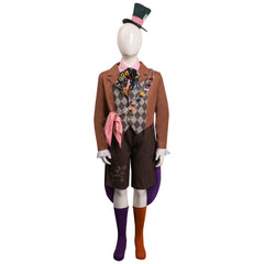 Kids Alice in Wonderland Mad Hatter Tarrant Hightopp Children Cosplay Costume Halloween Carnival Party Suit-Coshduk