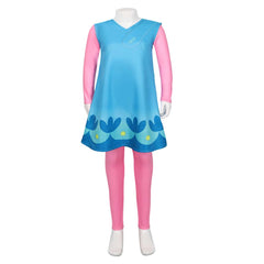 Kids Girls Movie Trolls Princess Poppy Blue Dress Outfits Cosplay Costume Halloween Carnival Suit