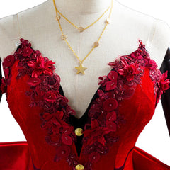 Game Final Fantasy VII Remake Halloween Red Party Dress Aerith Aeris Gainsborough Cosplay Costume