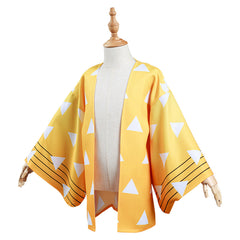 Kids Children Agatsuma Zenitsu Yellow Kimono Coat Cosplay Costume