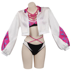 Movie Spider-Man: Across The Spider-Verse Gwen Stacy Cosplay Costume Bikini Top Shorts Cloak Swimsuit Outfits Halloween Carnival Suit