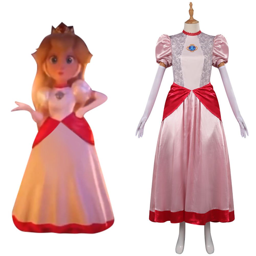 The Super Mario Bros. Movie Peach Cosplay Costume Halloween Carnival Party Disguise Suit The Super Mario