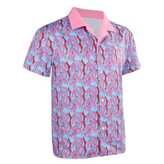 Movie Barbie 2023 Ken Pink Printed Shirt Cosplay Costume Outfits Suit