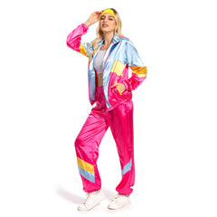 70s 80s Retro Sportwear Disco Hippie Jacket Pants Headband Outfit Cosplay Costume Halloween Carnival Suit