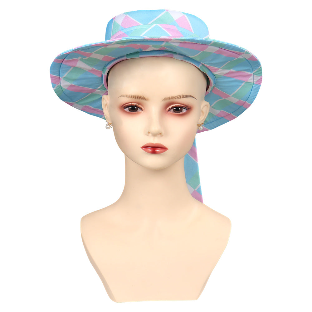 Kids Girls Movie Barbie 2023 Cosplay Blue Beach Hat Earings Accessories Outfits Suit