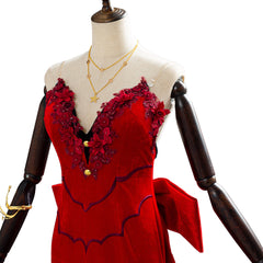 Game Final Fantasy VII Remake Halloween Red Party Dress Aerith Aeris Gainsborough Cosplay Costume