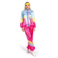 70s 80s Retro Sportwear Disco Hippie Jacket Pants Headband Outfit Cosplay Costume Halloween Carnival Suit