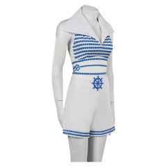 Movie Barbie 2023 Blue Striped Beach Set Outfits Cosplay Costume Suit