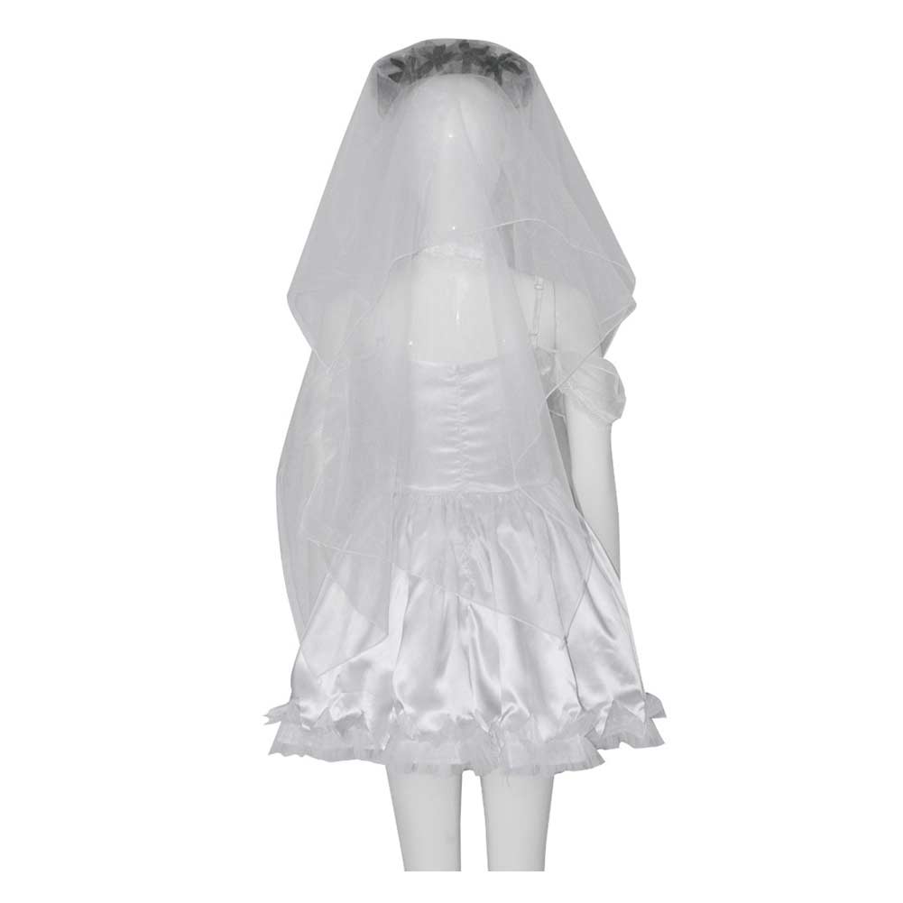 Movie Corpse Bride Emily White Dress Outfits Cosplay Costume Halloween Carnival Suit