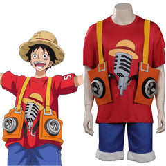 Anime One Piece Film Red 2022 Monkey D. Luffy Cosplay Costume Outfits Halloween Carnival Suit