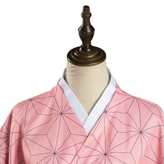 Anime Nezuko Pink Kimono Coat Cosplay Costume Halloween Suit
