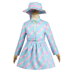 Kids Children Movie Barbie 2023 Margot Robbie Barbie Blue Dress Set Outfits Cosplay Costume Suit