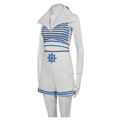 Movie Barbie 2023 Blue Striped Beach Set Outfits Cosplay Costume Suit