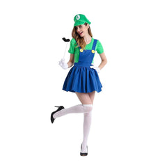 The Super Mario Bros Luigi Cosplay Costume  Dress Gloves Outfits Halloween Carnival Party Suit
