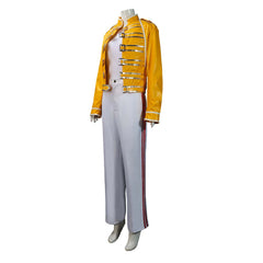 Queen Freddie Mercury Outfits Cosplay Costume Yellow Uniform Set Halloween Carnival Suit