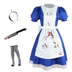 Game Alice: Madness Returns Alice Blue Dress Outfits Cosplay Costume Halloween Carnival Suit