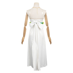 Game Final Fantasy Aerith Gainsborough White Dress Outfits Cosplay Costume Halloween Carnival Suit