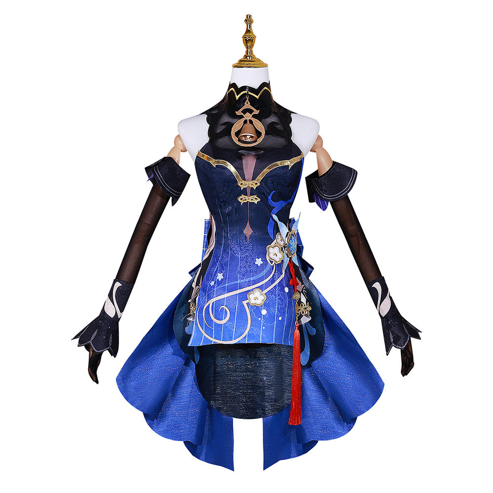 Game Genshin Impact Ganyu Blue Dress Outfits Cosplay Costume Halloween Carnival Suit
