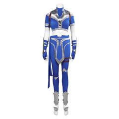 Game Mortal Kombat Kitana Blue Battle Outfit Cosplay Costume Suit