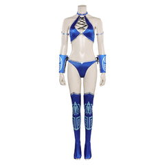 Game Mortal Kombat Kitana Blue Bikini Cosplay Costume Outfits Halloween Carnival Suit