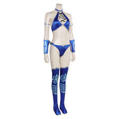 Game Mortal Kombat Kitana Blue Bikini Cosplay Costume Outfits Halloween Carnival Suit