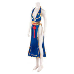 Game Street Fighter Chun Li Blue Outfits Cosplay Costume Halloween Carnival Suit