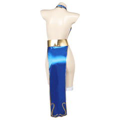 Game Street Fighter Chun Li Blue Sexy Cheongsam Outfits Cosplay Costume Halloween Carnival Suit