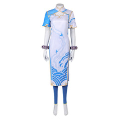 Game Street Fighter Chun Li White Cheongsam Outfits Cosplay Costume Halloween Carnival Suit