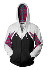 Movie Spider-Man: Into the Spider-Verse Gwen 3D Zip-Up Sweatshirt Adult Unisex Halloween Carnival Hoodie