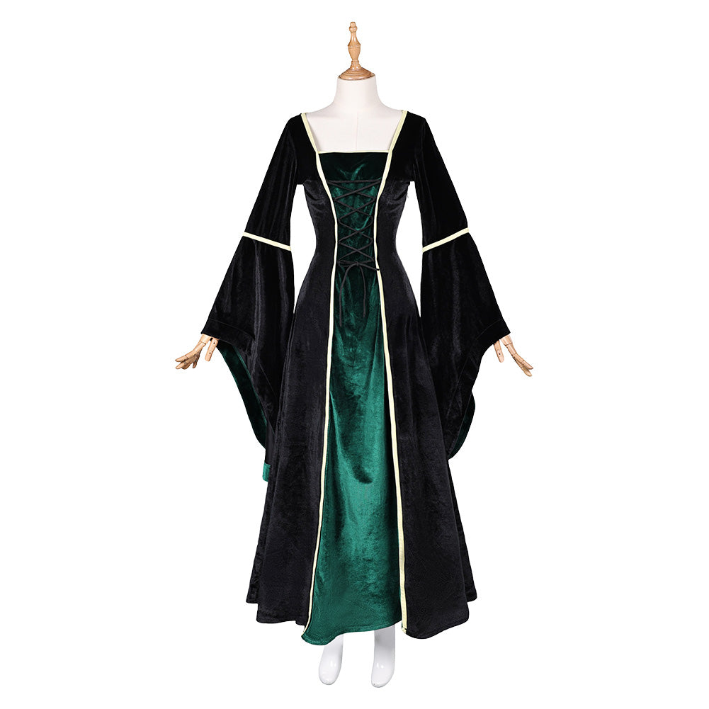 Green Medieval Clothing Gothic Formal Dress Outfits Cosplay Costume Halloween Carnival Suit