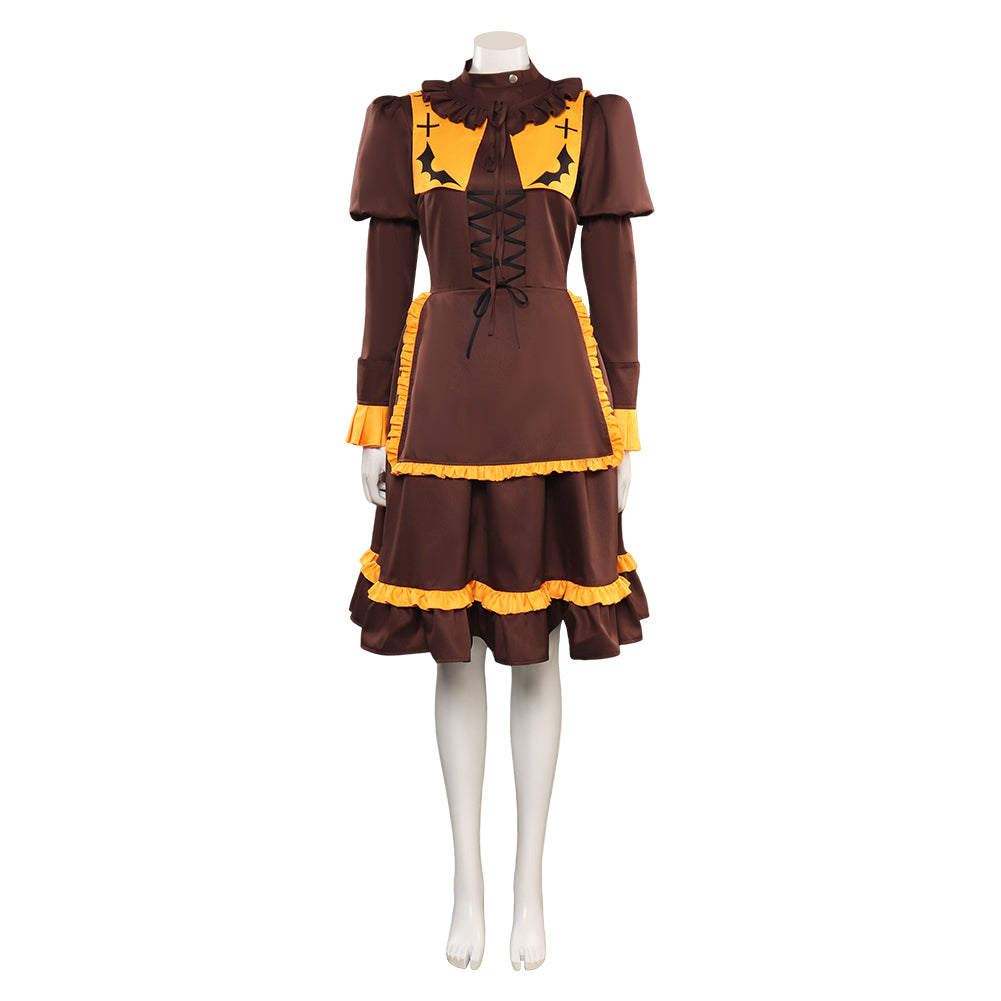 Halloween Party Brown Dress Subdue Maid​ Outfits Cosplay Costume Halloween Carnival Suit
