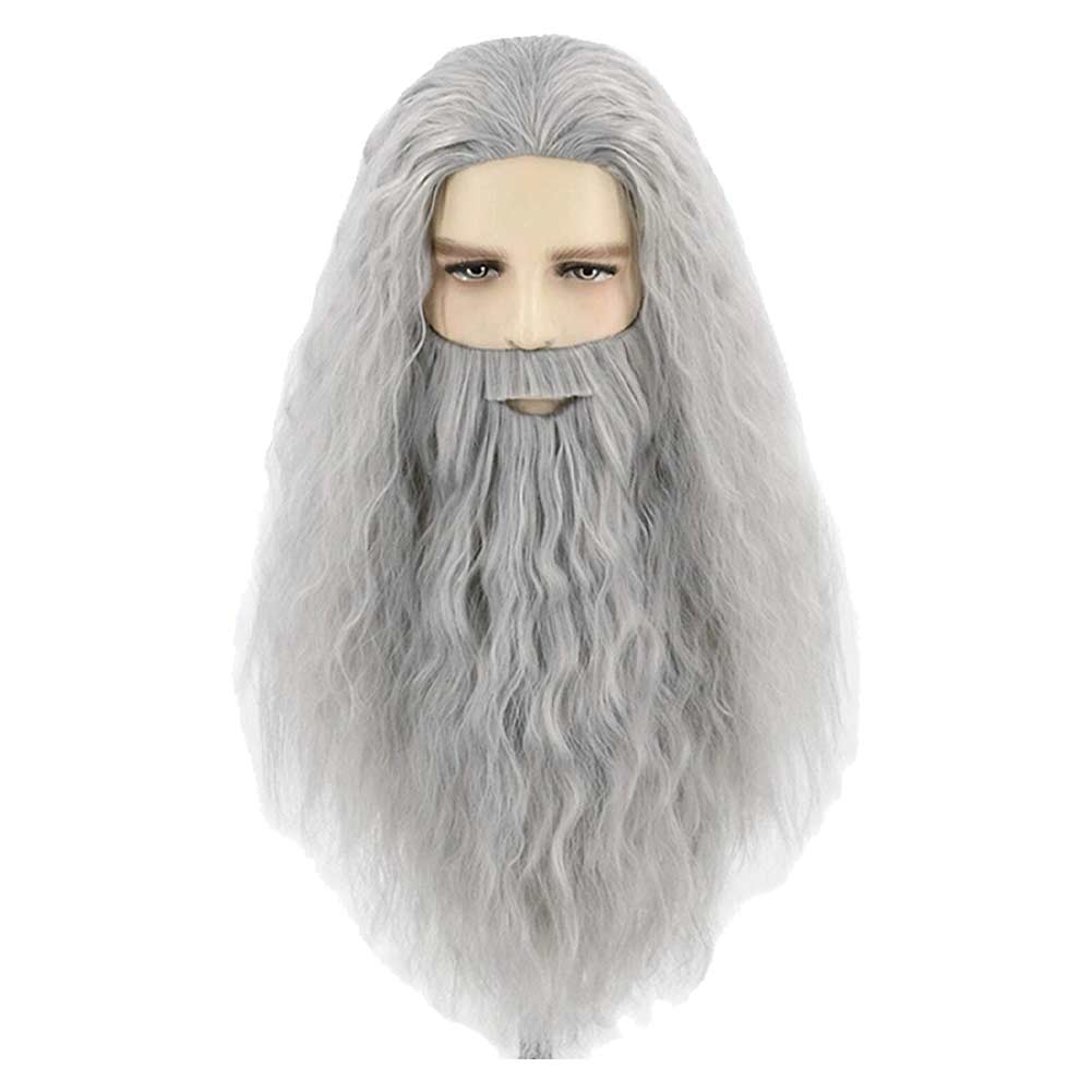 Movie The Lord Of The Rings Gandalf / Harry Potter Dumbledore Gray Cosplay Wig Mustache Halloween Party Props
