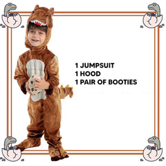 Kids Children Animals Brown Dinosaur​ Jumpsuit Outfits Funny Party Cosplay Costume Halloween Carnival Suit