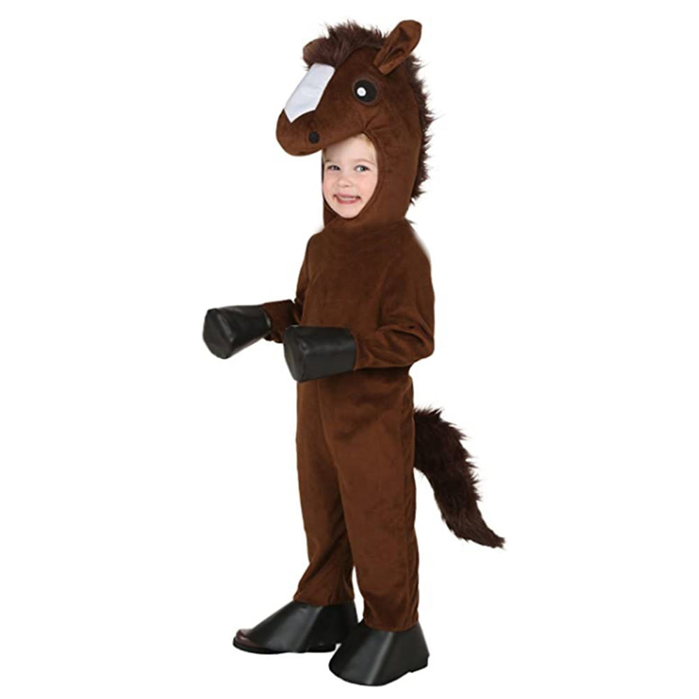 Kids Children Animals Brown Horse Jumpsuit Outfits Funny Party Cosplay Costume Halloween Carnival Suit