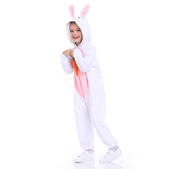 Kids Children Animals Bunny White Jumpsuit Outfits Funny Party Cosplay Costume Halloween Carnival Suit