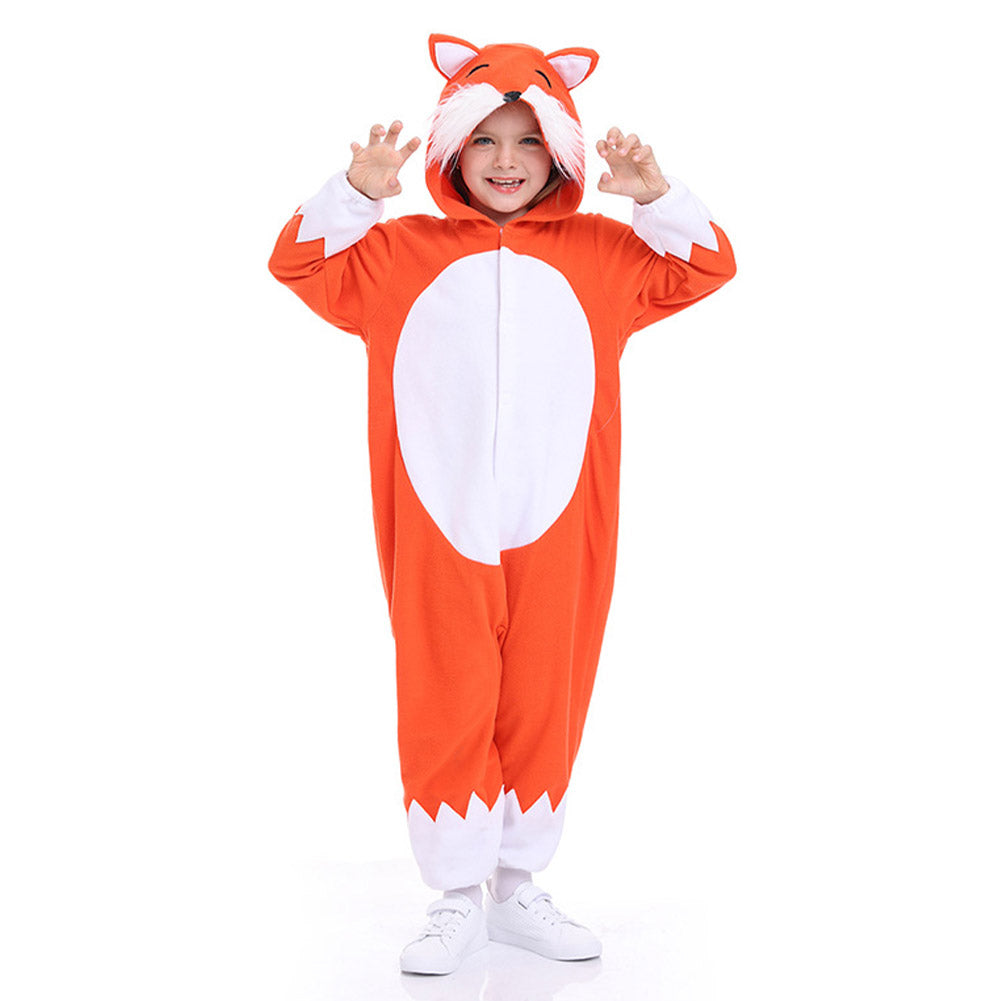 Kids Children Animals Fox Jumpsuit Outfits Cosplay Costume Funny Party Halloween Carnival Suit