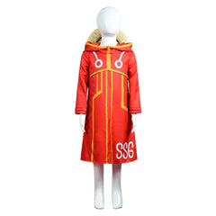 Kids Children Anime One Piece Egghead Luffy Red Coat Outfits Cosplay Costume Halloween Carnival Suit