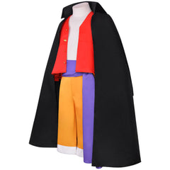 Kids Children Anime One Piece Luffy Black Cloak Set Outfits Cosplay Costume Halloween Carnival Suit