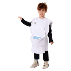 Kids Children Horror Game Skibidi Toilet Toilet Man White Set Outfits Cosplay Costume Suit