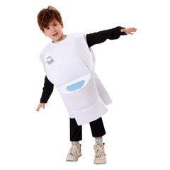 Kids Children Horror Game Skibidi Toilet Toilet Man White Set Outfits Cosplay Costume Suit
