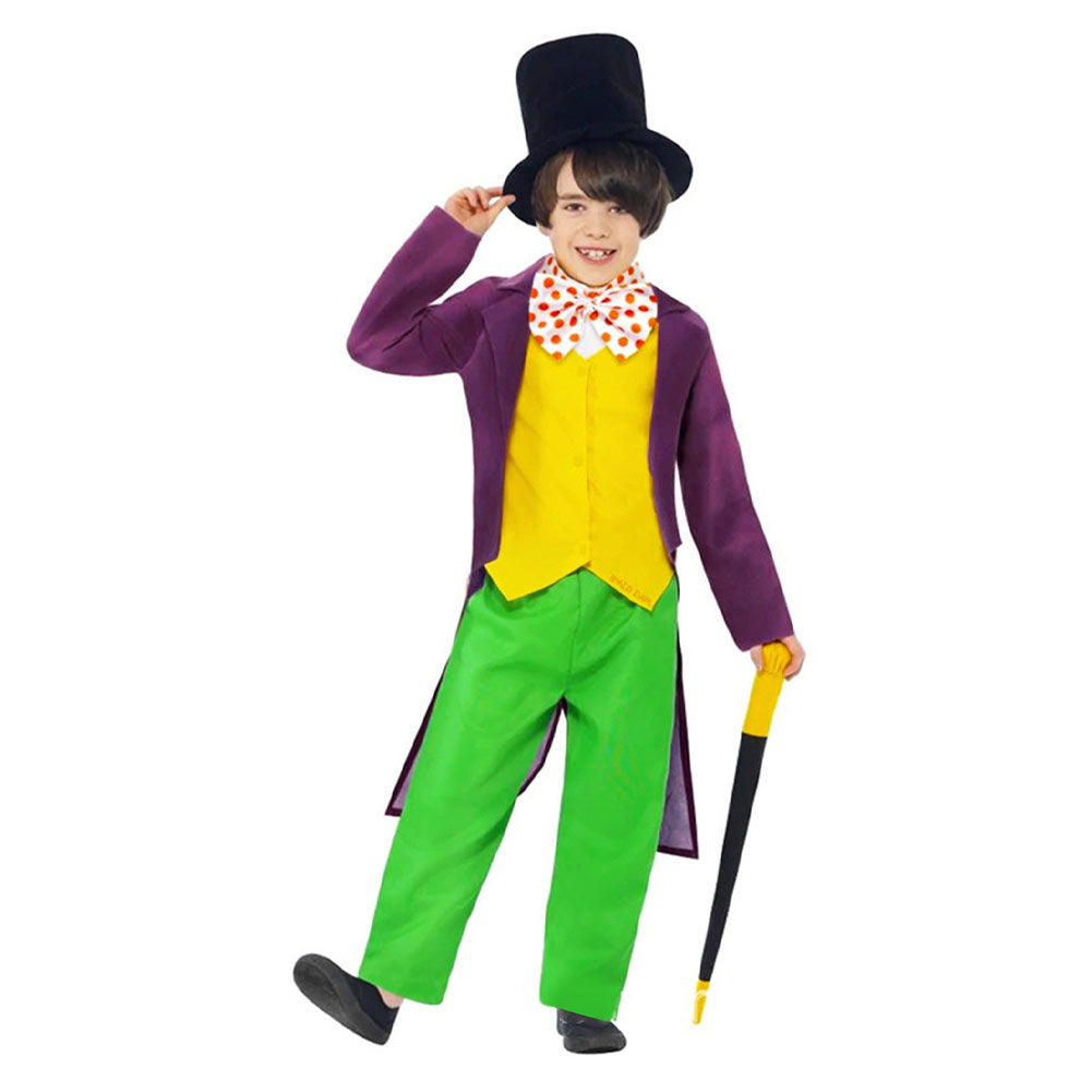 Kids Children Movie Charlie and the Chocolate Factory Willy Wonka Yellow Set Outfits Cosplay Costume Halloween Carnival Suit