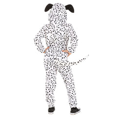 Kids Children Movie Cruella Spotted Dog White Jumpsuit Outfits Cosplay Costume Halloween Carnival Suit