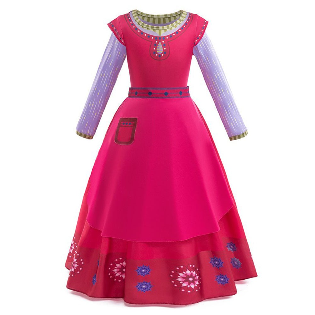 Kids Children Movie Wish 2023 - Dahlia Flower Red Dress Outfits Cosplay Costume Halloween Carnival Suit